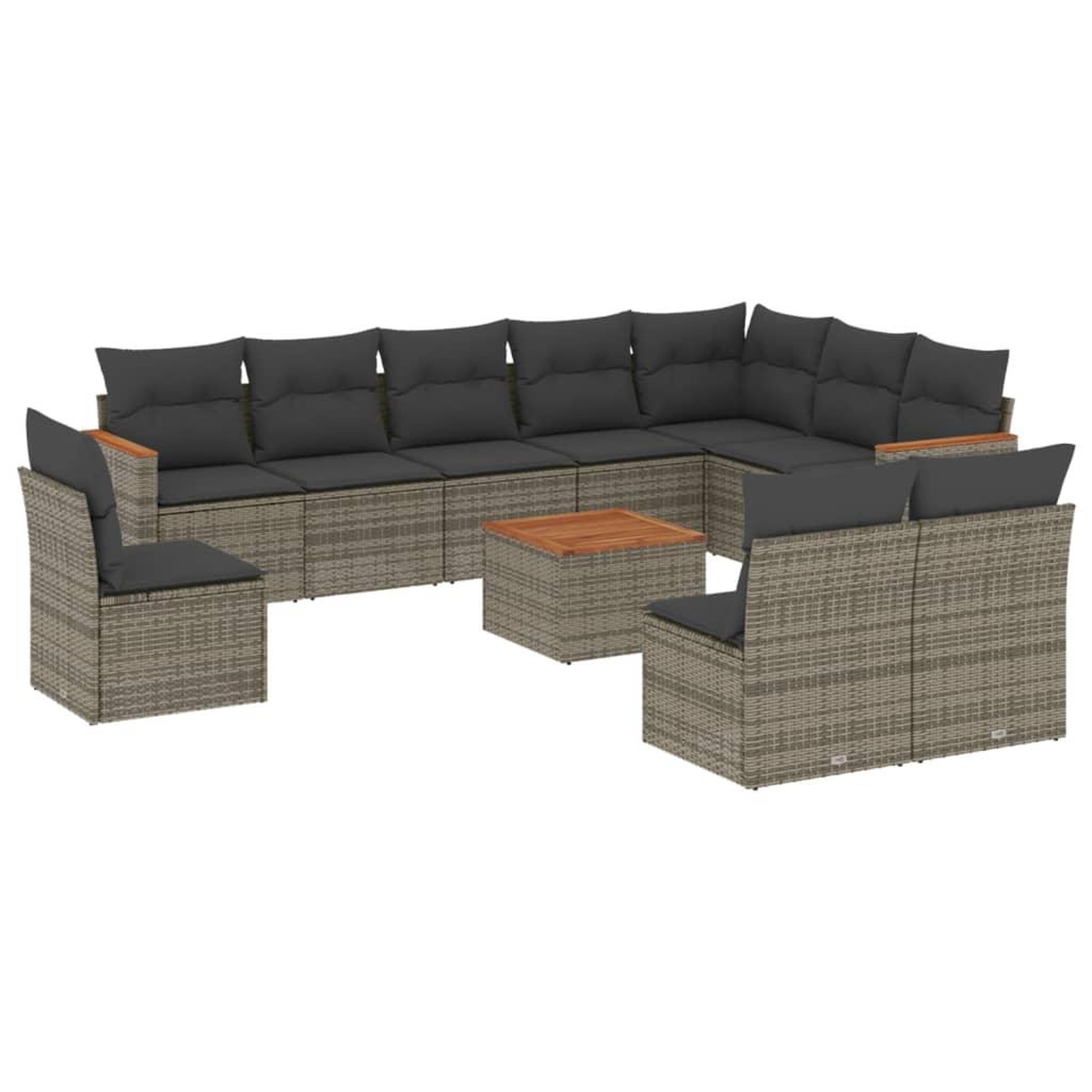 Voir la diapositive 2 : VIDAXL Salon de jardin 11 pcs avec coussins gris resine tressee
