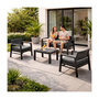 Voir la diapositive 3 : KZ GARDEN Salon de jardin Extérieur 4 personnes Gris Anthracite Canapé 2 places + 2 fauteuils + Table basse + 4 Coussins KZ GARDEN