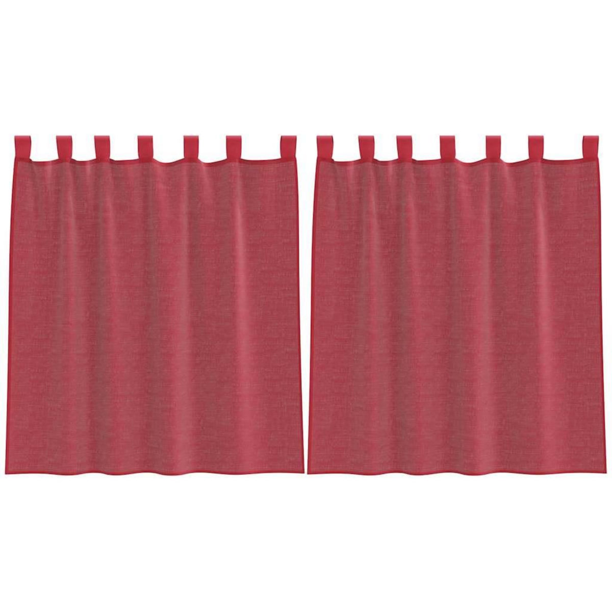 VIDAXL Rideaux en voile avec passe-tringles 2 pcs rouge bordeaux