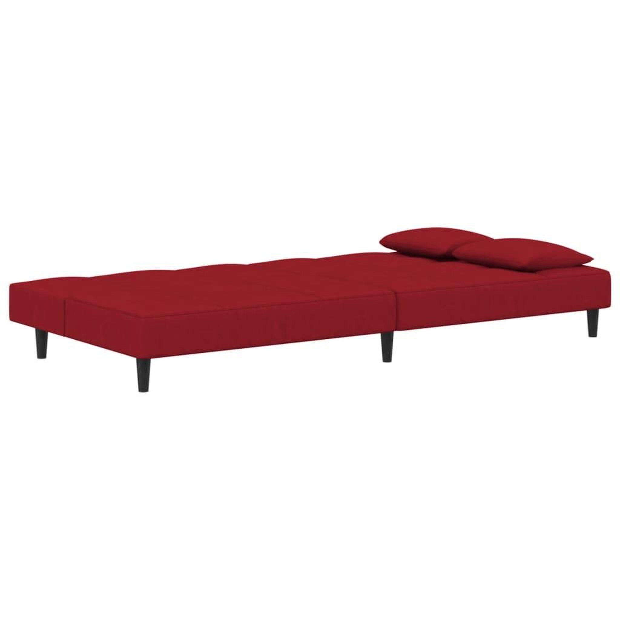Voir la diapositive 5 : VIDAXL Canape-lit a 2 places et deux oreillers Rouge bordeaux Velours