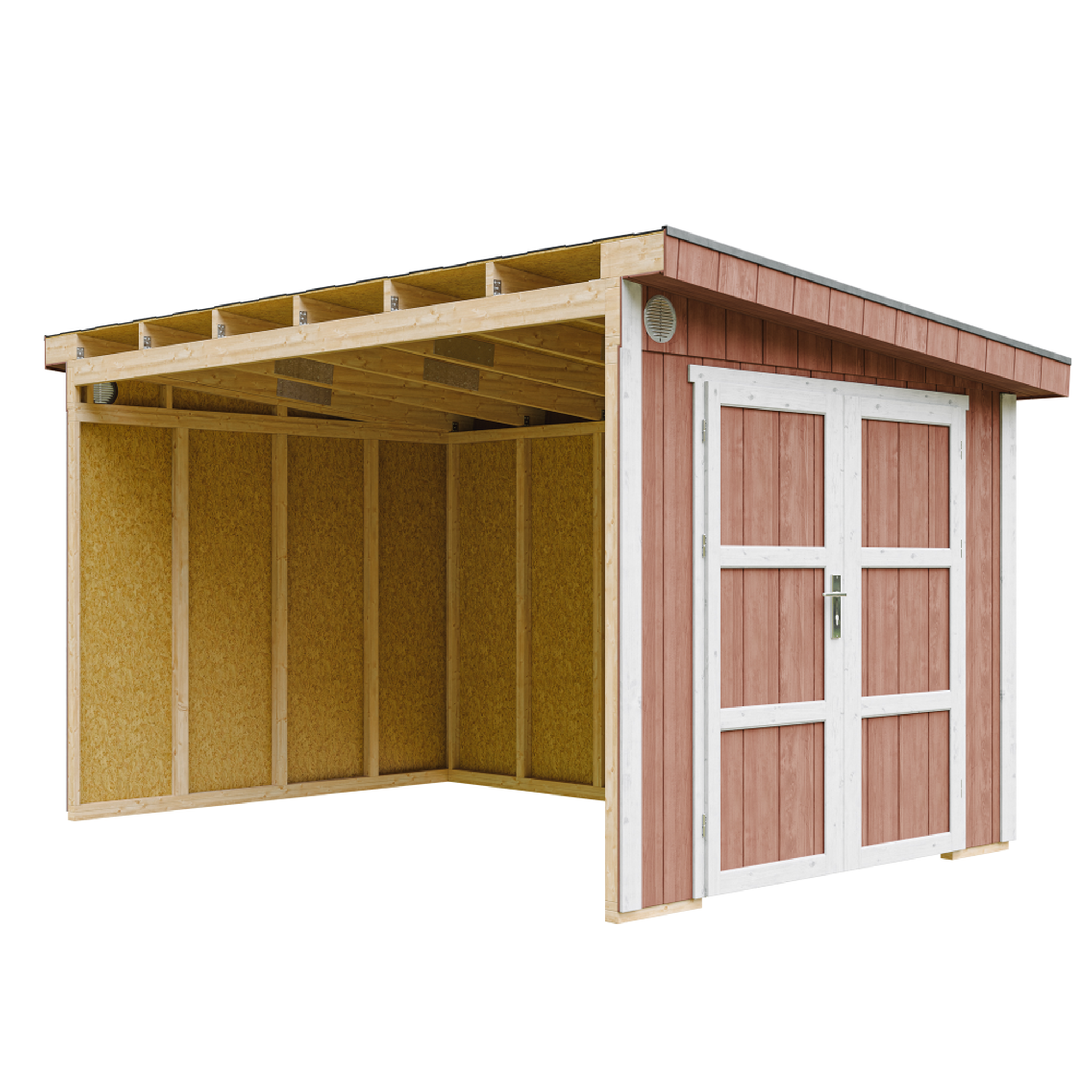 Voir la diapositive 1 : TIMBELA Abri de jardin qualité premium 8,68 m² h231x248x412 cm sans plancher et paroi latérale m939b