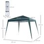 Voir la diapositive 3 : OUTSUNNY Tonnelle barnum de jardin pop-up pliant 2,4L x 2,4l x 2,5H m acier polyester imperméabilisé anti UV avec sac de transport vert