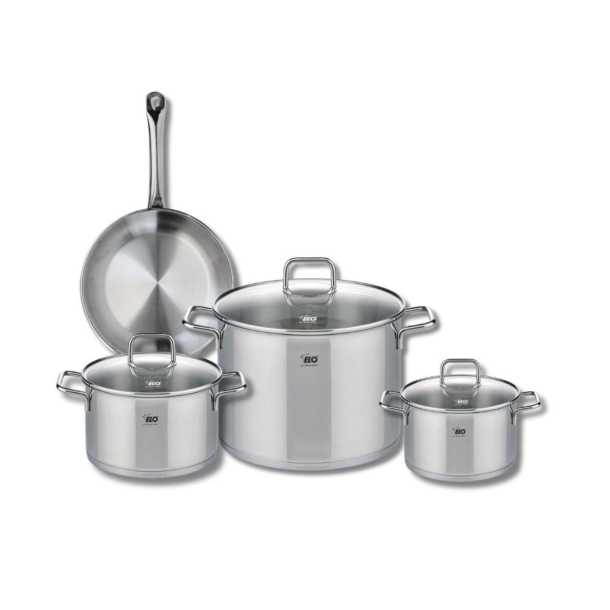 ELO Ensemble de 1 poêle de cuisson 24 cm et 3 faitouts 16, 20 et 26 cm elo profi citrin