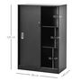 Voir la diapositive 3 : HOMCOM Armoire de bureau 2 portes coulissantes verrouillables dim. 80L x 40l x 120H cm 2 étagères panneaux particules noir