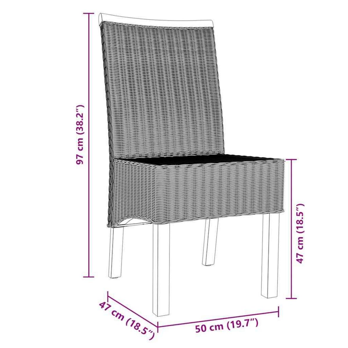 VIDAXL Chaises a manger lot de 6 marron rotin naturel