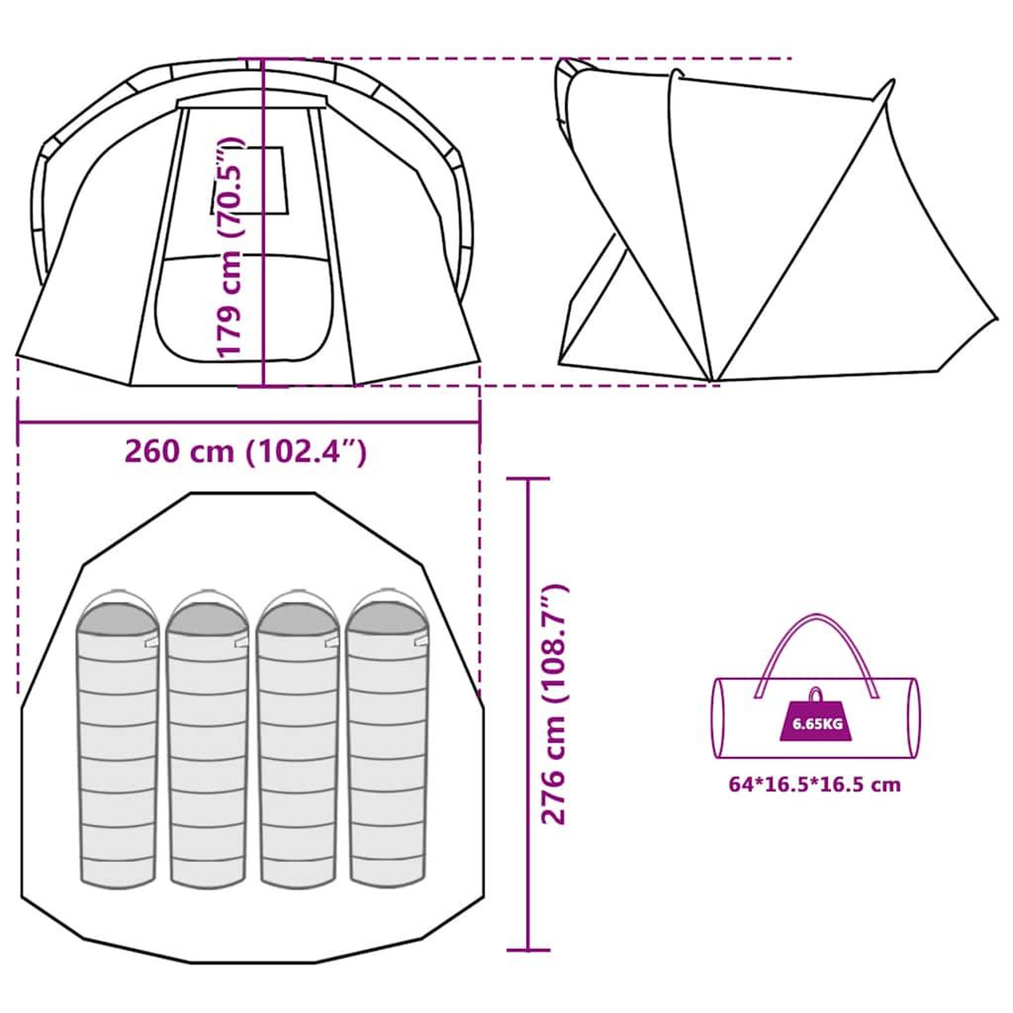 Voir la diapositive 6 : VIDAXL Tente de peche 4 personnes vert olive impermeable