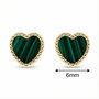 Voir la diapositive 3 : L'ATELIER D'AZUR Boucles d'Oreilles Or Jaune et Malachite - Puces Motif Coeur