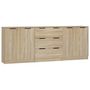 Voir la diapositive 2 : VIDAXL Buffets 3 pcs Chene sonoma Bois d'ingenierie