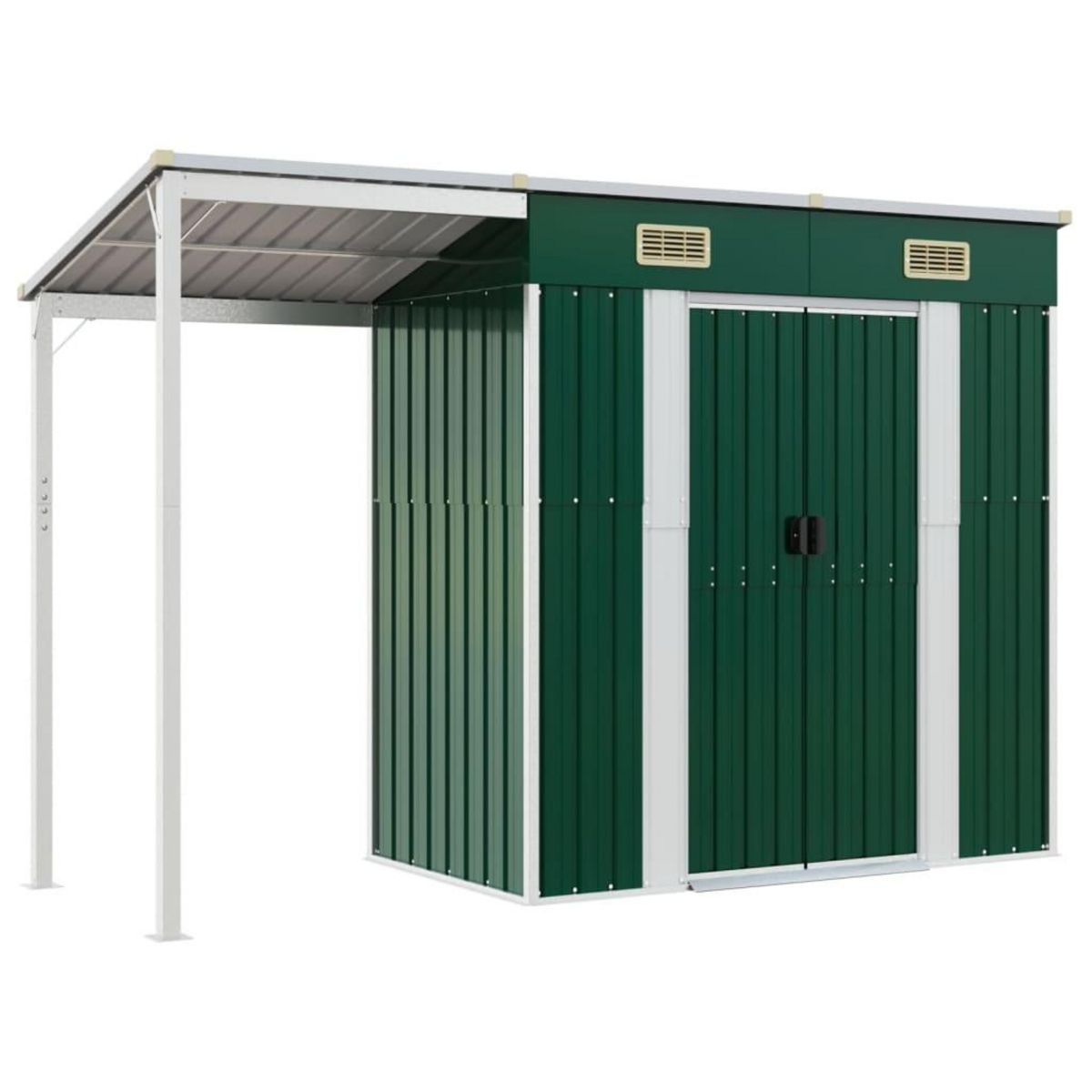 VIDAXL Abri de jardin avec toit prolonge vert 277x110,5x181 cm acier