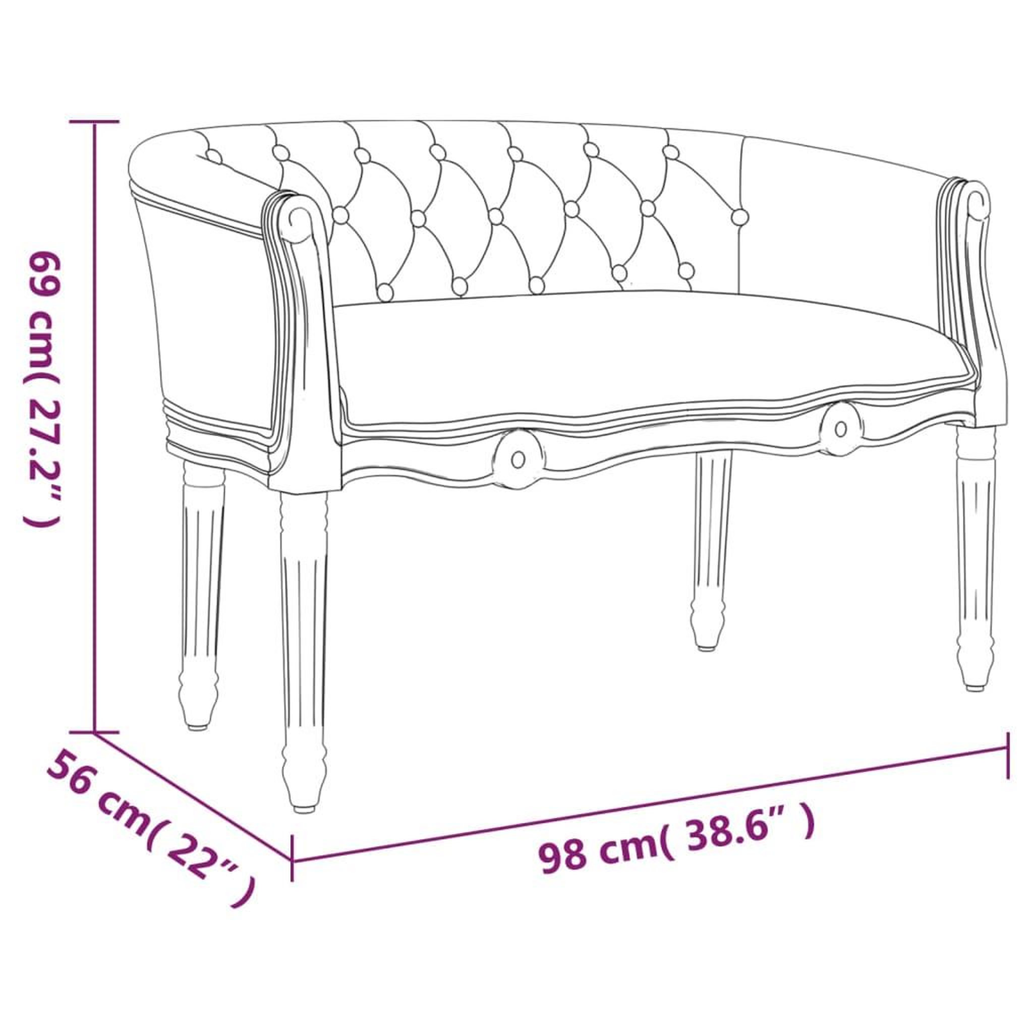 Voir la diapositive 6 : VIDAXL Banc Gris fonce 98x56x69 cm Tissu