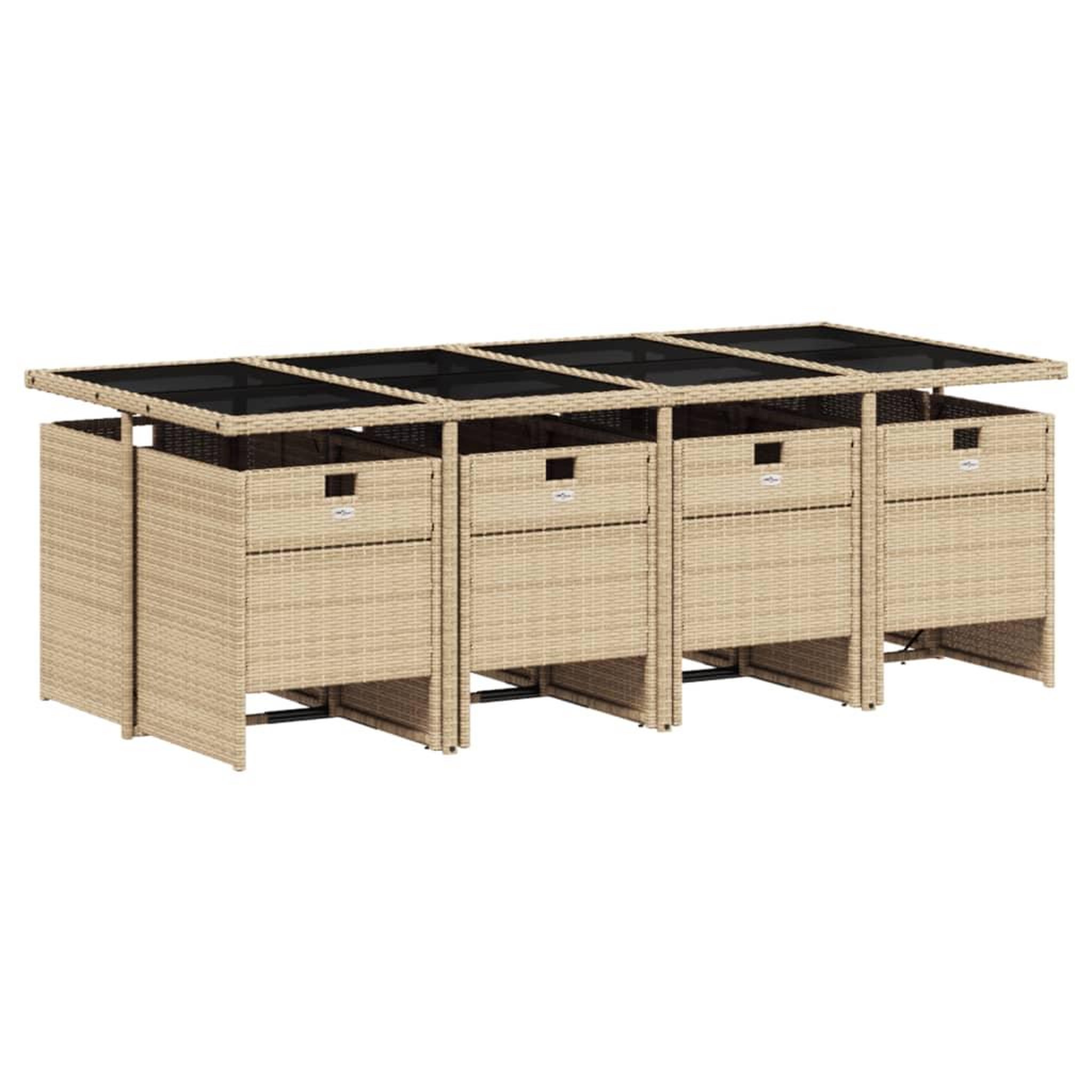 Voir la diapositive 3 : VIDAXL Ensemble a manger de jardin et coussins 9 pcs melange beige