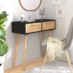 VIDAXL Table console Noir 80x30x75 cm Bois massif pin /rotin naturel