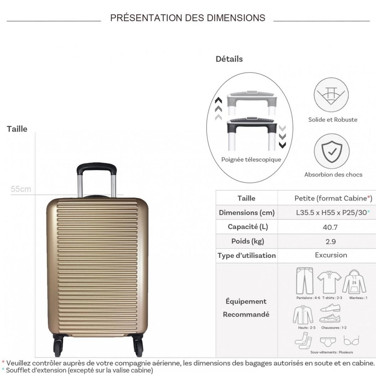 David Jones Valise cabine rigide  55cm