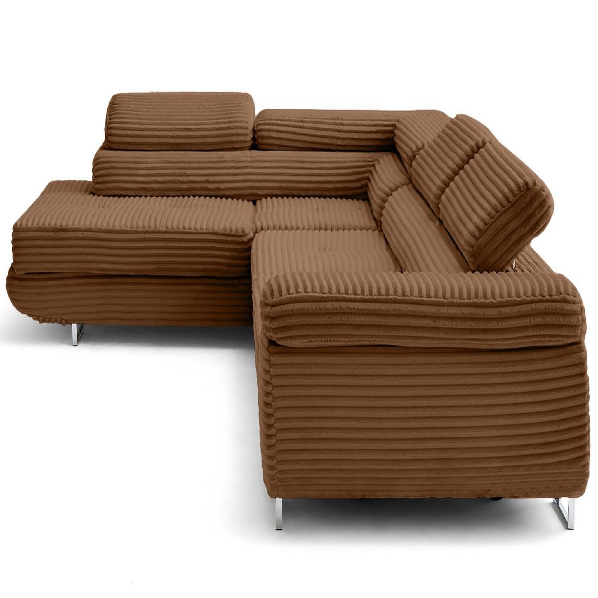 Voir la diapositive 3 : LISA DESIGN Zaria - canapé d'angle gauche 5 places convertible avec coffre et têtières en velours côtelé grosses côtes