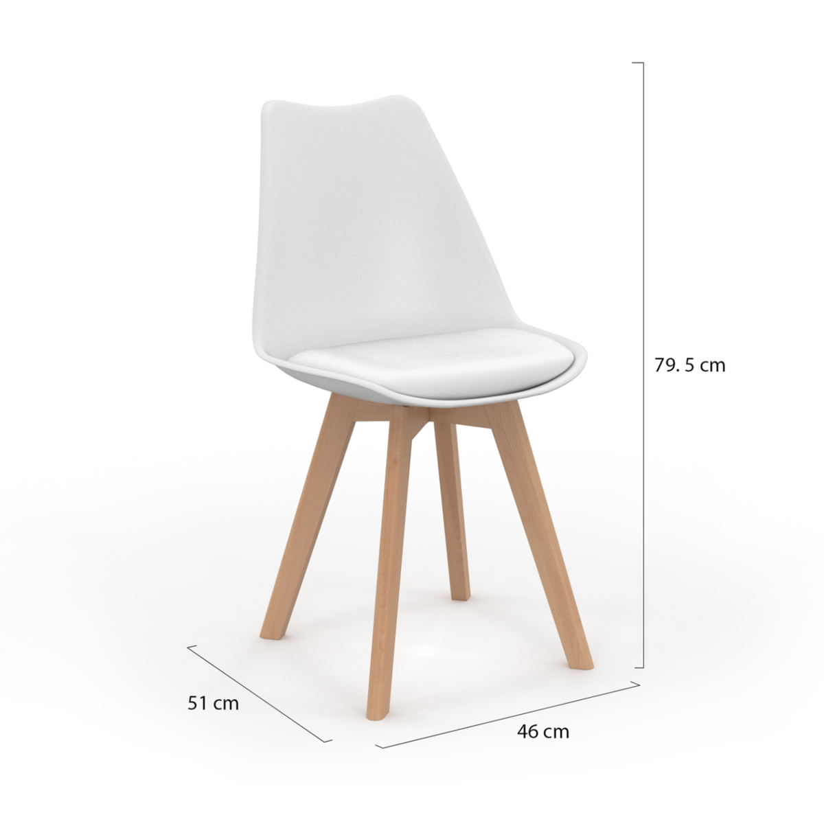 ID MARKET Lot de 6 chaises scandinaves SARA mix color gris clair, blanc, gris foncé x2, noir x2