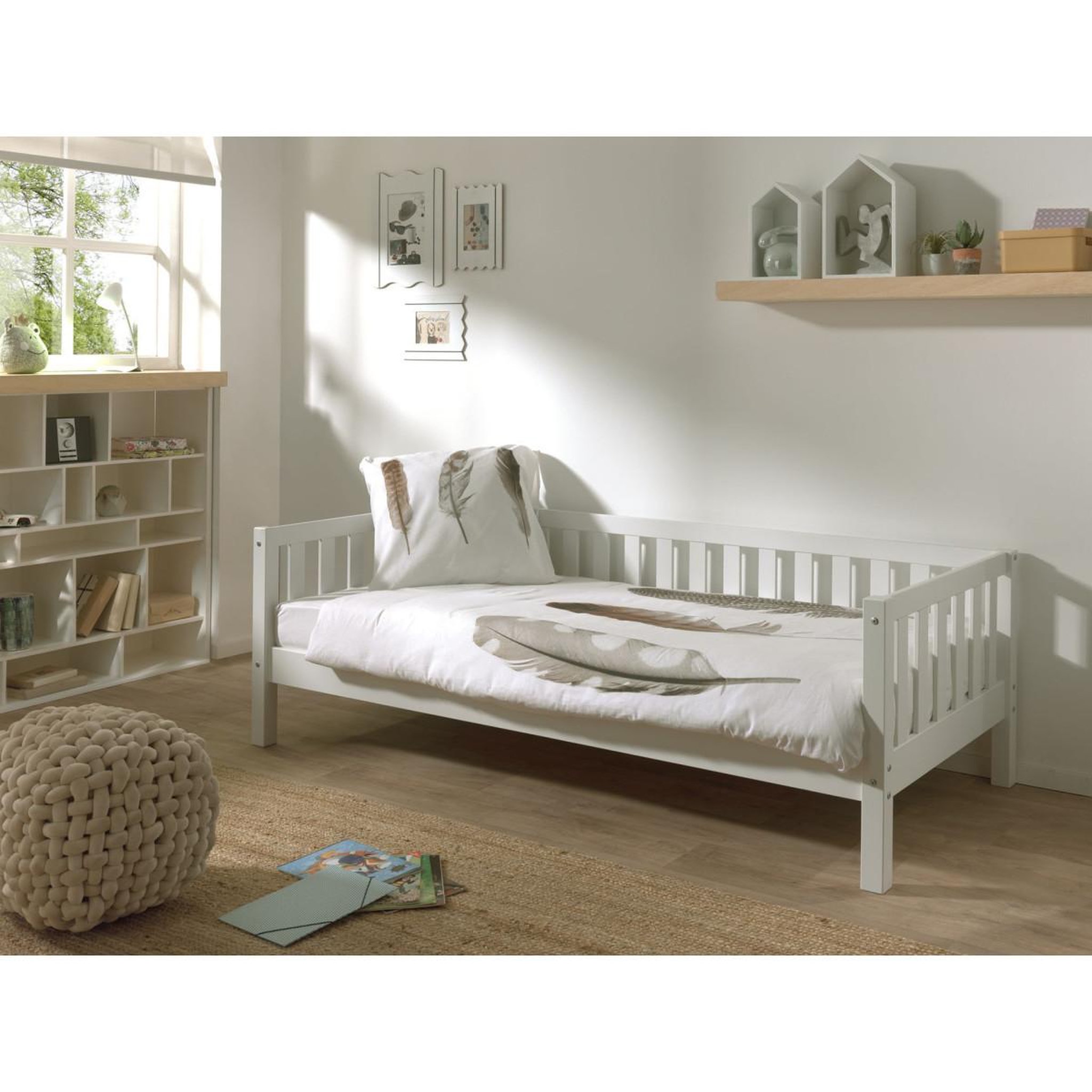 Voir la diapositive 4 : Paris Prix Pack - lit capitaine enfant & tiroir  fritz  90x200cm blanc