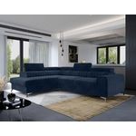 BEST MOBILIER Talisay - canapé d'angle gauche - 5 places - convertible avec coffre - en velours. Coloris disponibles : Bleu, Gris, Beige, Vert