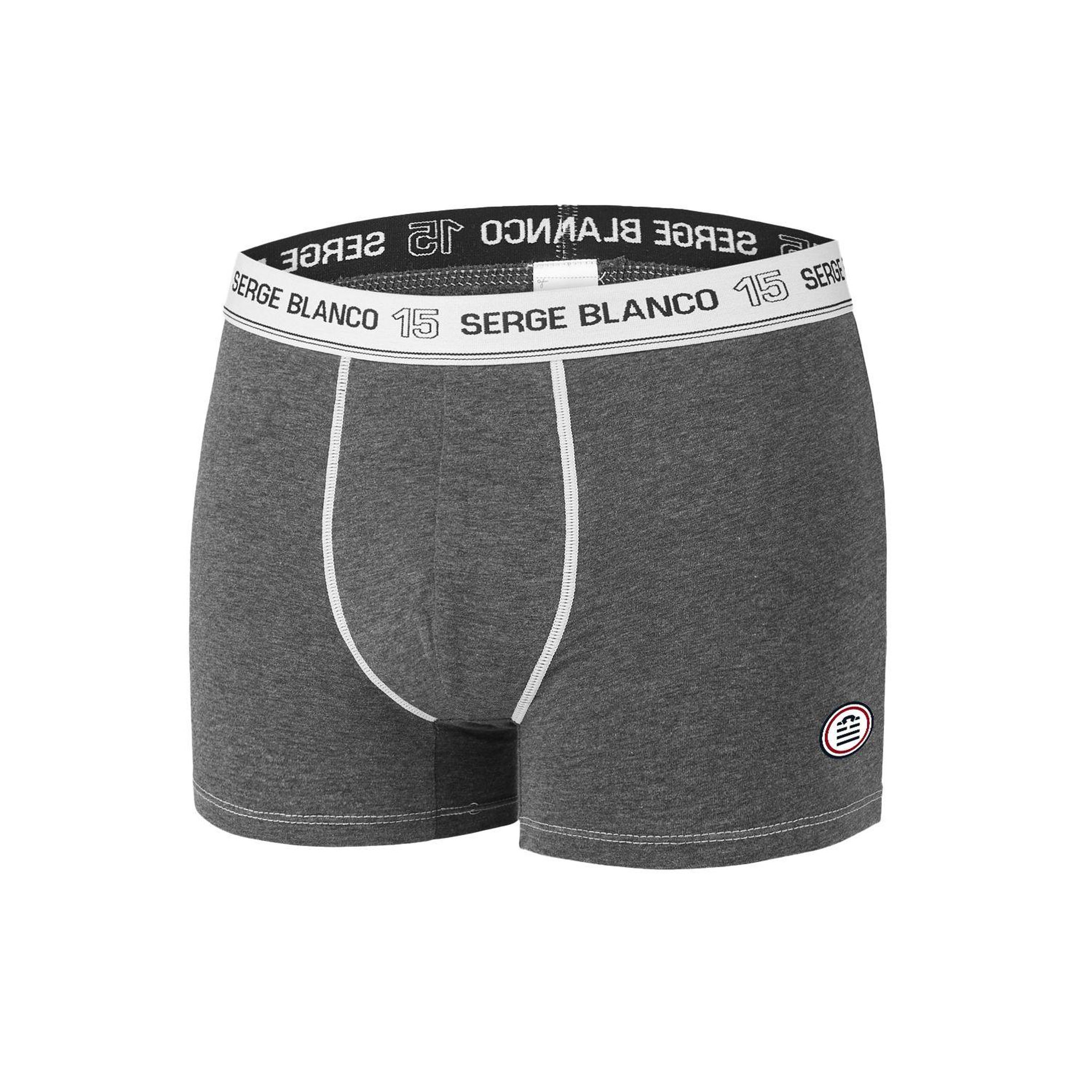 Voir la diapositive 5 : SERGE BLANCO Lot de 4 boxers coton homme avec surpiqûres class
