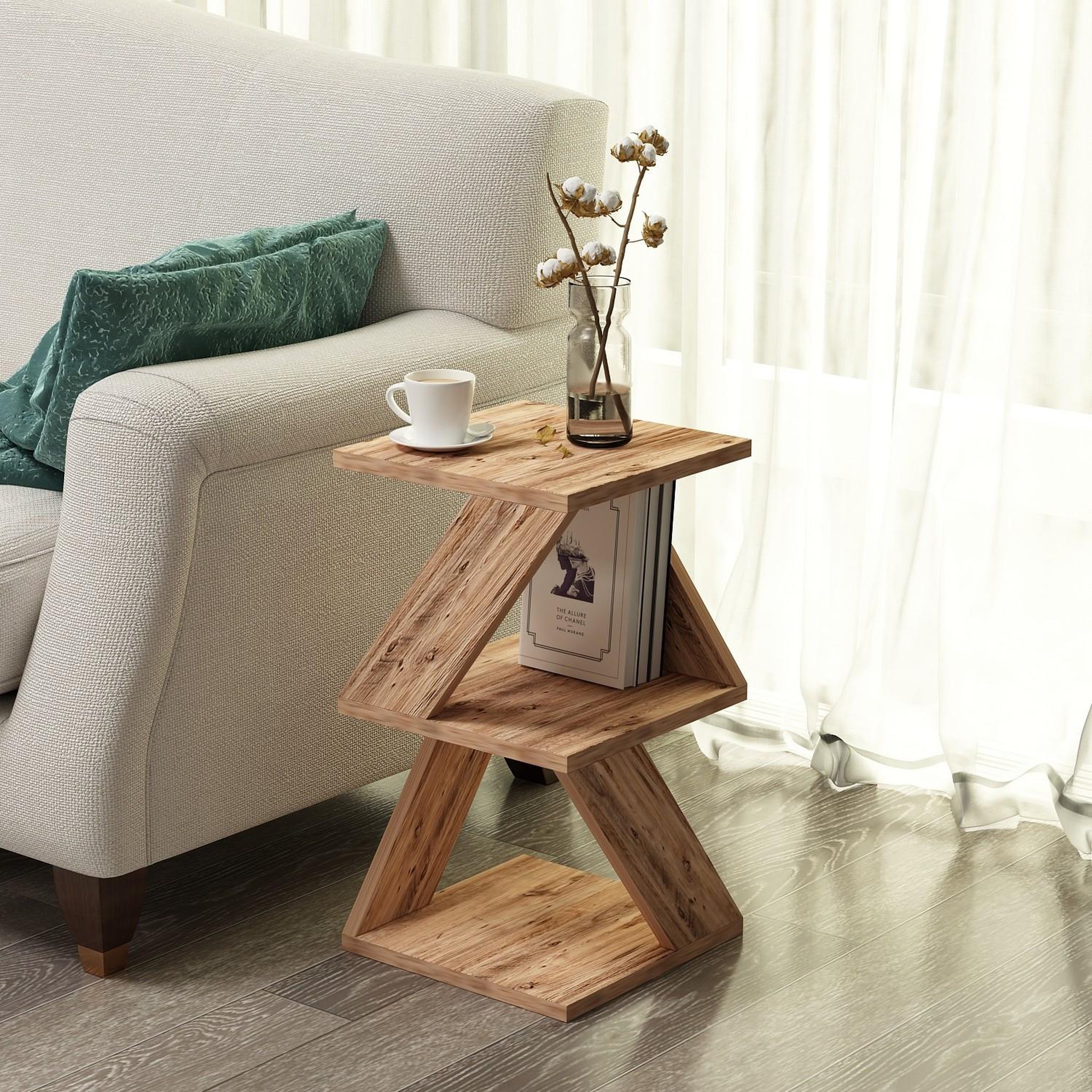 Voir la diapositive 3 : Habitat et Jardin Table d'appoint en bois  albeni  - 29 x 29 x 54 cm - pin atlantique