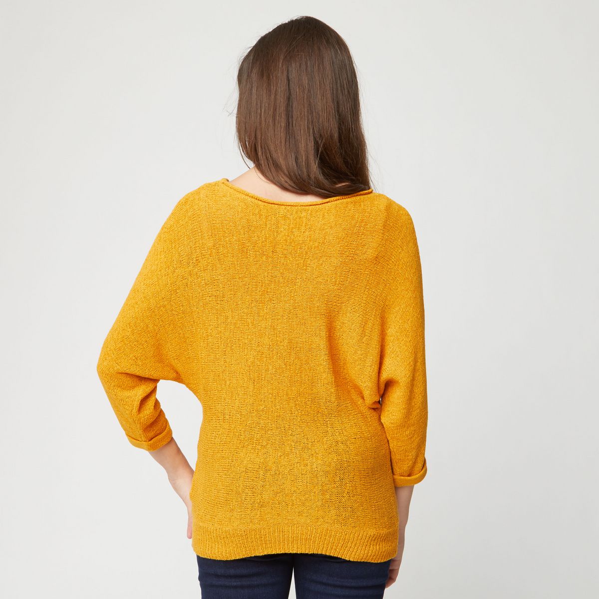 IN EXTENSO Pull évasé manches 3/4 jaune moutarde femme