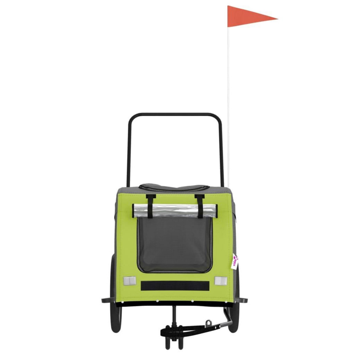 VIDAXL Remorque de velo pour animaux de compagnie vert et gris