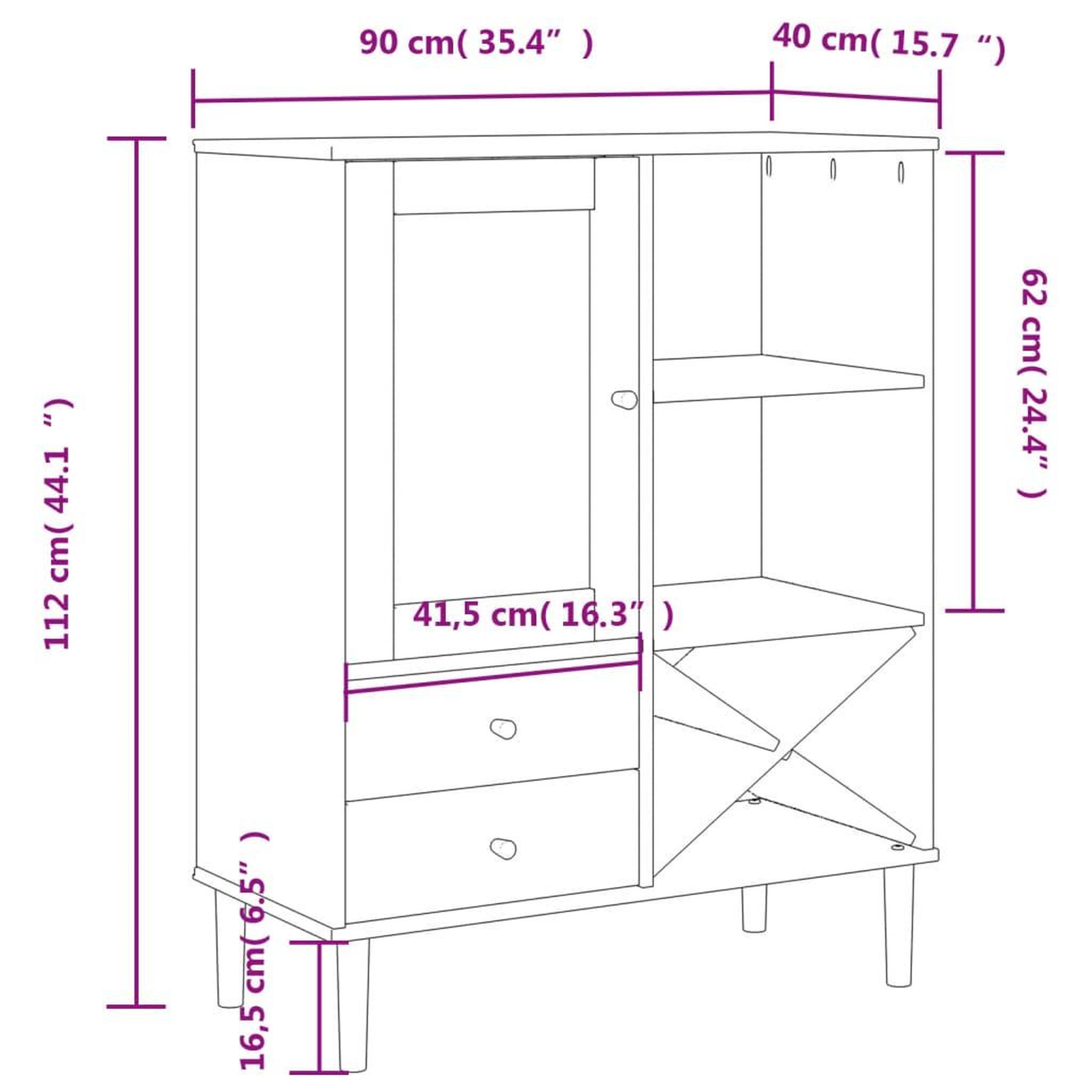 Voir la diapositive 6 : VIDAXL Buffet SENJA aspect rotin marron 90x40x112cm bois massif de pin