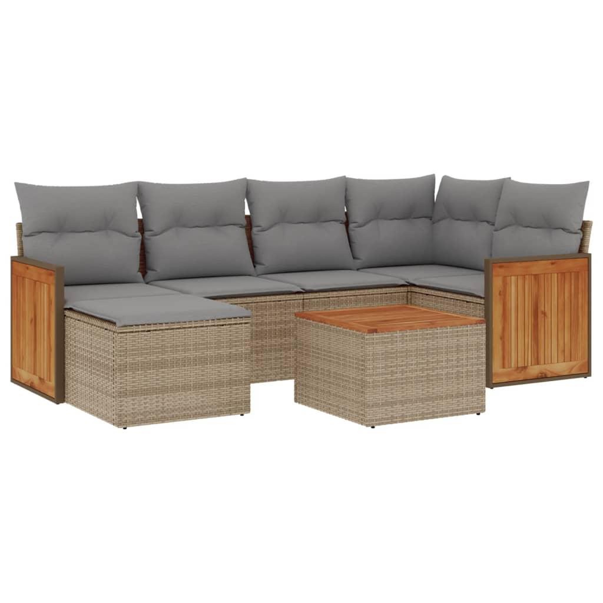 Voir la diapositive 2 : VIDAXL Salon de jardin avec coussins 7 pcs beige resine tressee