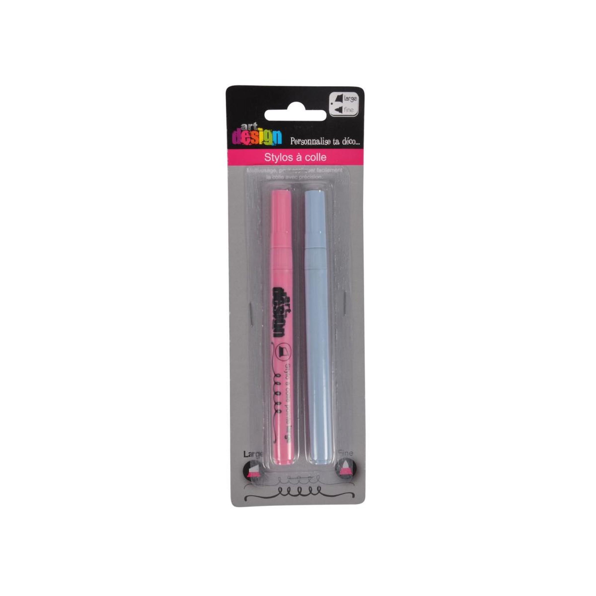 Voir la diapositive 2 : HOMEA Lot de 2 Stylos à Colle  Pointe Large  21cm Rose & Bleu