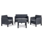 Chalet & jardin Salon de jardin 2 fauteuils + canapé 2 places + table basse résine tressée - MATHILDE