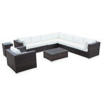 SWEEEK Salon de jardin en résine tressée - Venezia - , Coussins  - 8 à 10 places. Coloris disponibles : Gris, Beige
