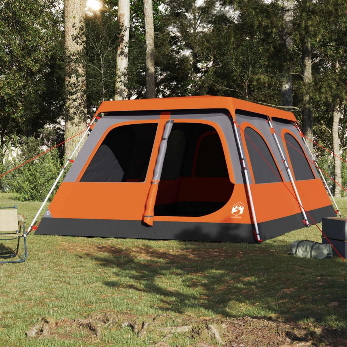 VIDAXL Tente familiale dome 8 personnes gris orange liberation rapide