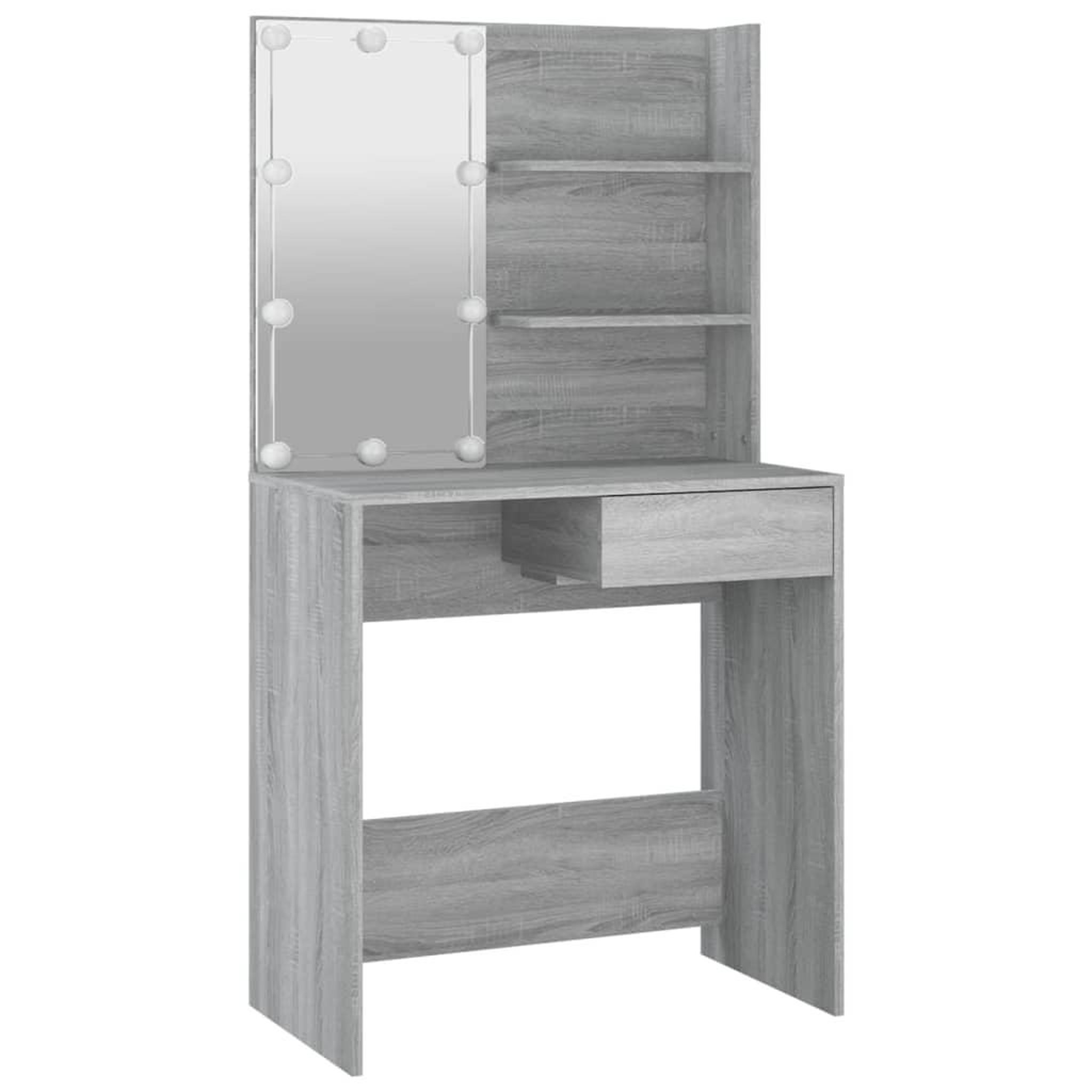 Voir la diapositive 3 : VIDAXL Coiffeuse avec LED Sonoma gris 74,5x40x141 cm