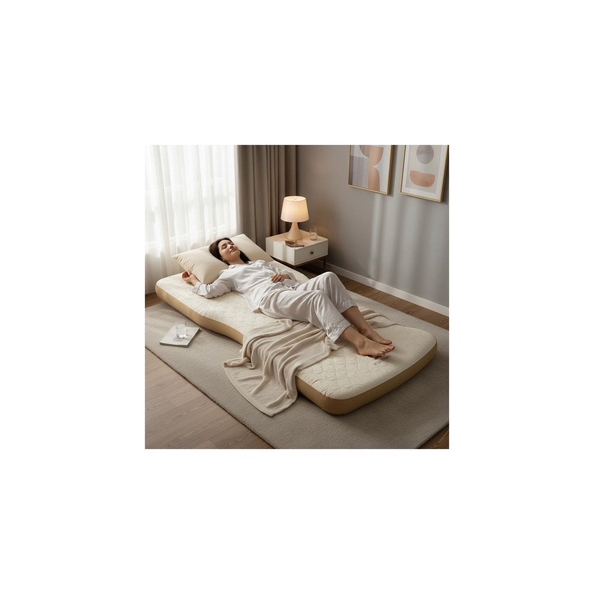 Voir la diapositive 5 : RELX TIME Matelas gonflable - relxtime - modèle single - en dropstich - 200 x 100 cm