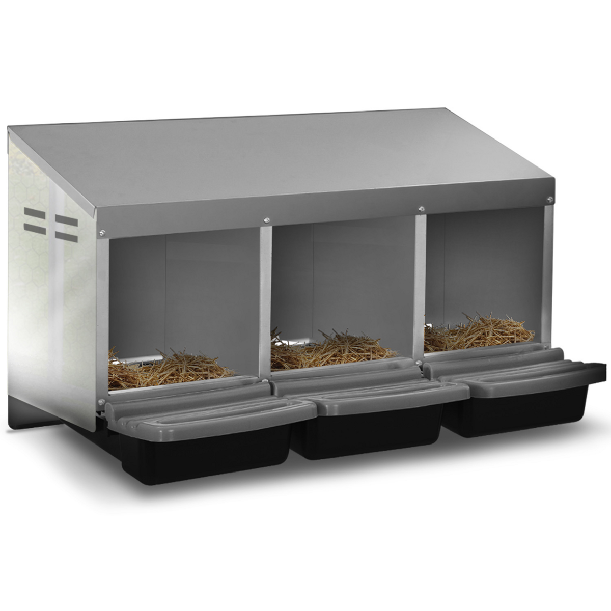 ID MARKET Pondoir pour poules 3 emplacements nichoir en métal avec fond