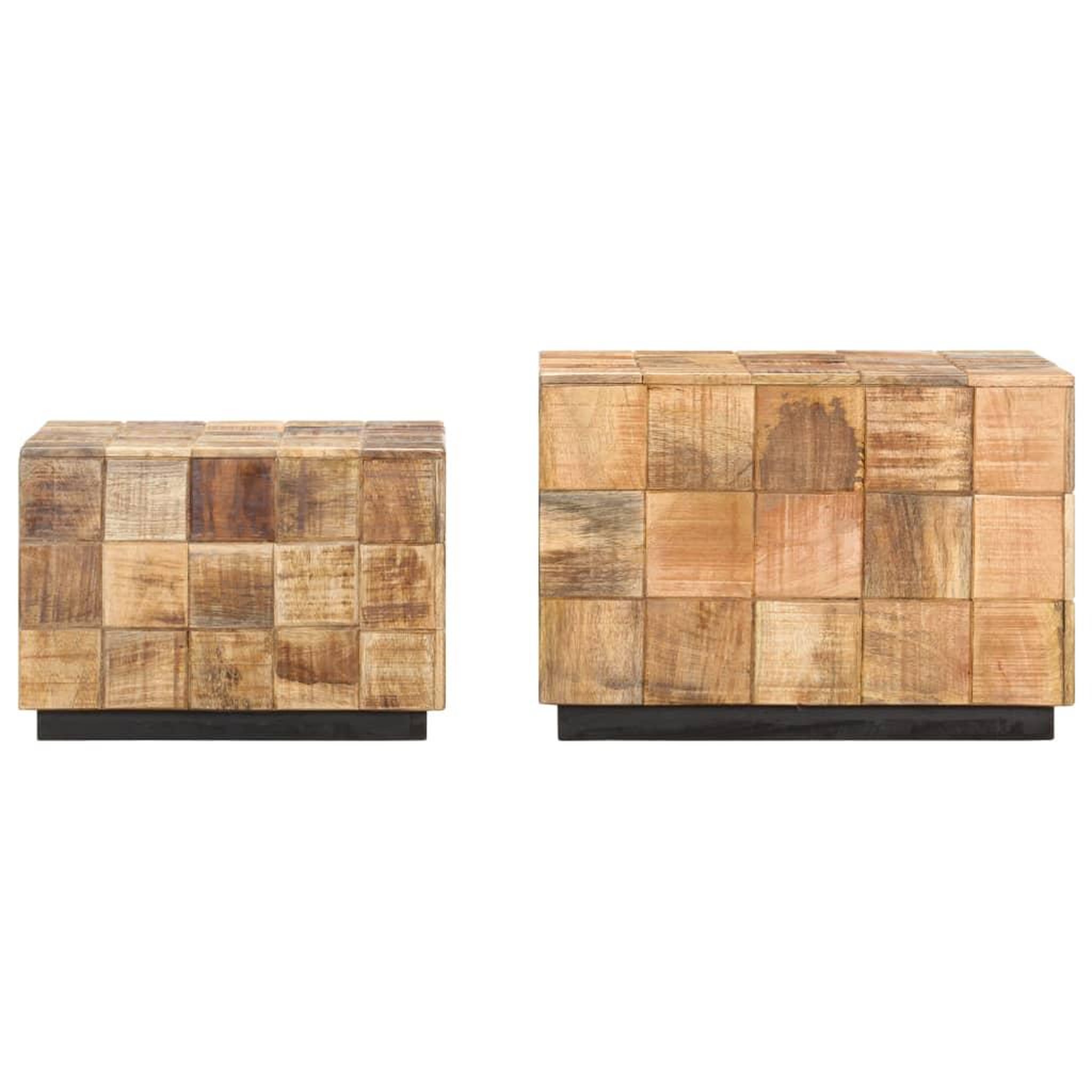 Voir la diapositive 3 : VIDAXL Tables basses 2 pcs avec design de blocs bois de manguier brut