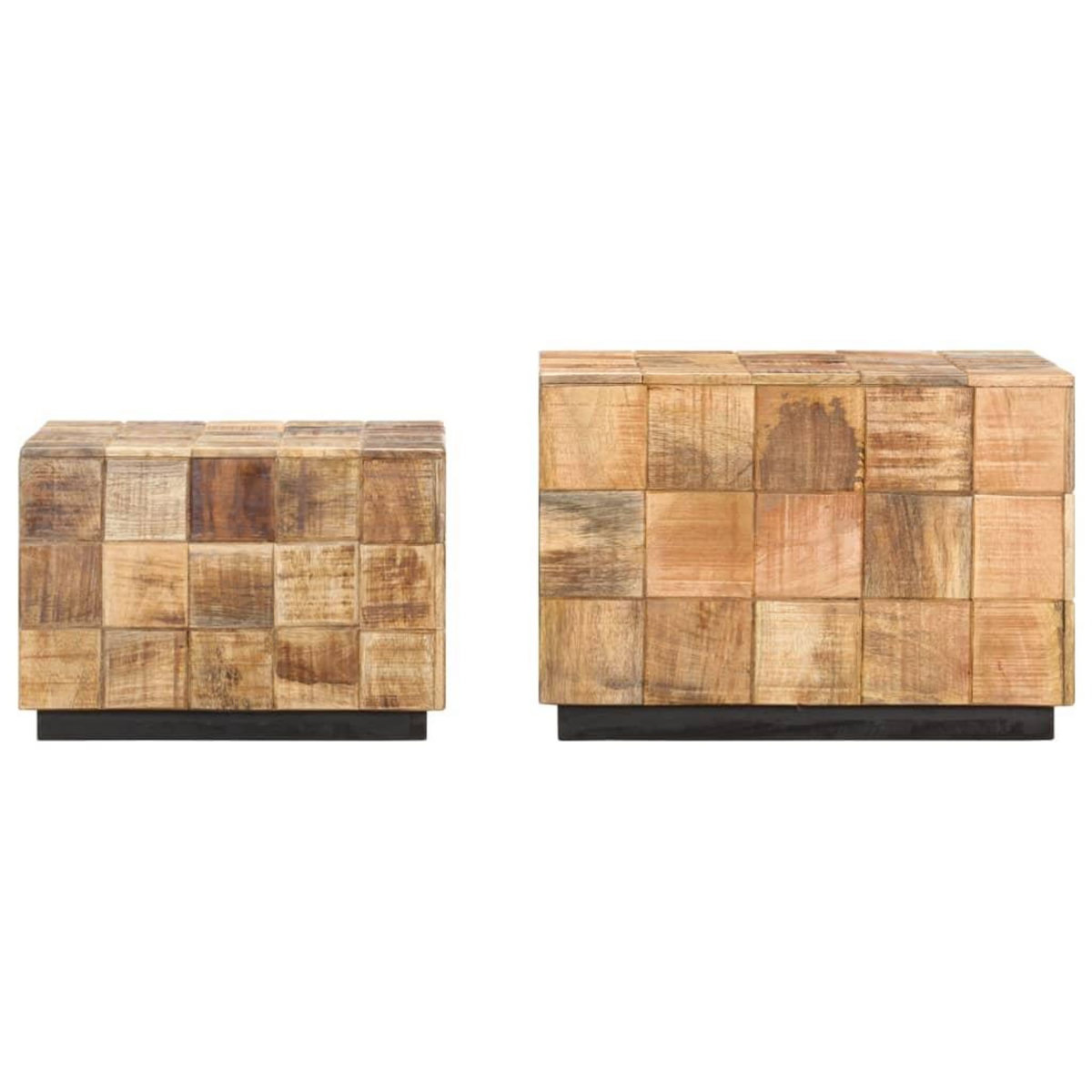 VIDAXL Tables basses 2 pcs avec design de blocs Bois de manguier brut