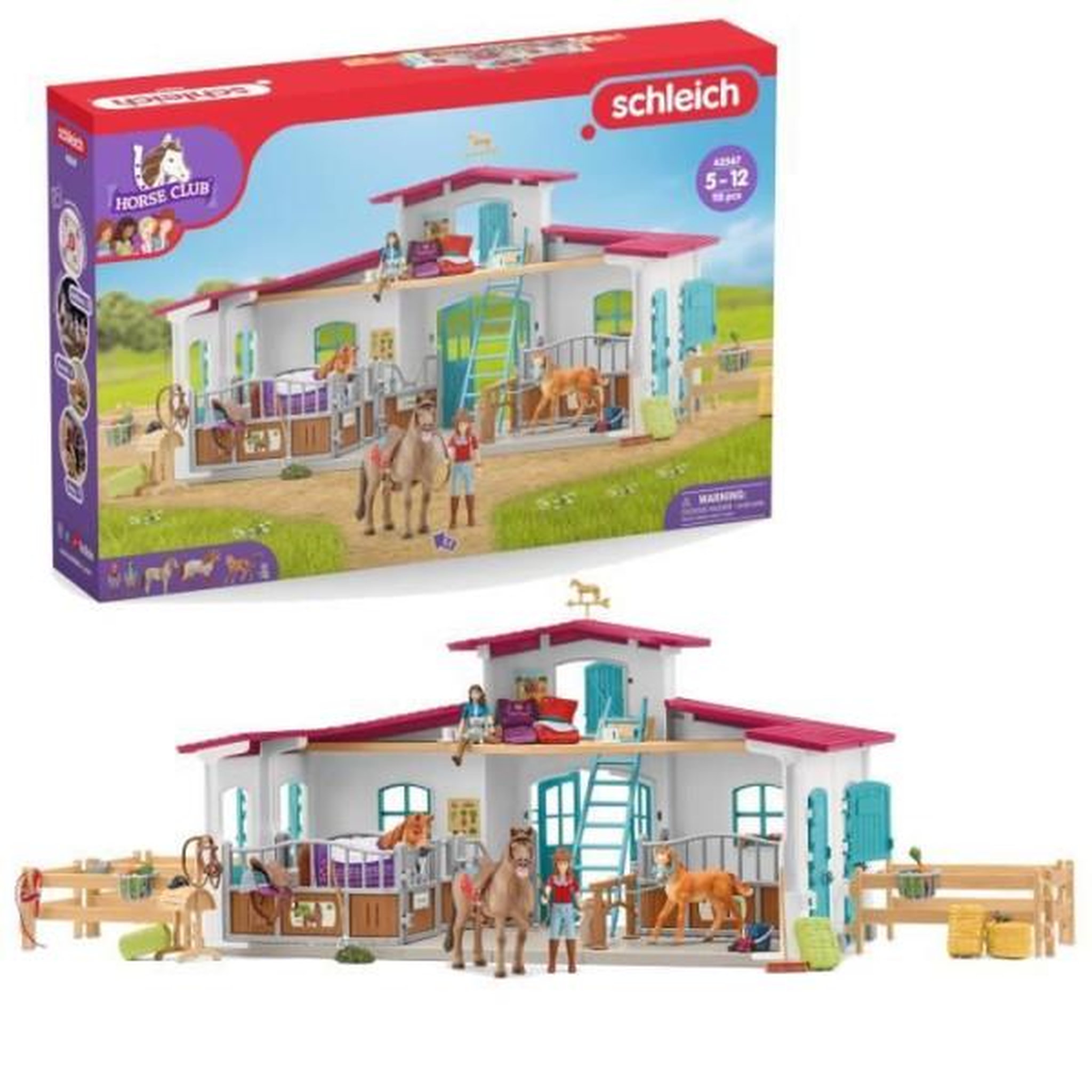 Schleich Centre équestre modulable de Lakeside pour chevaux, coffret figurines avec 115 éléments, Schleich 42567 Horse Club