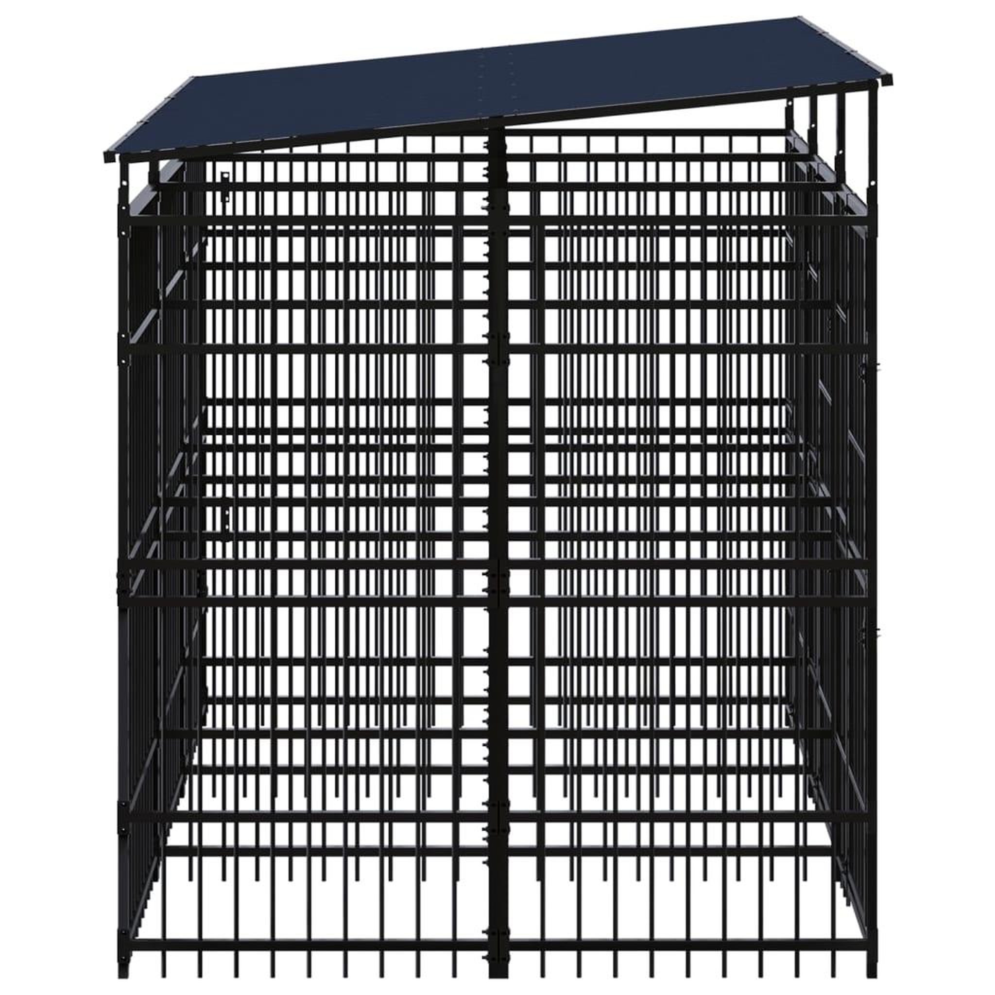 Voir la diapositive 3 : VIDAXL Chenil d'exterieur avec toit pour chiens Acier 5,53 m²