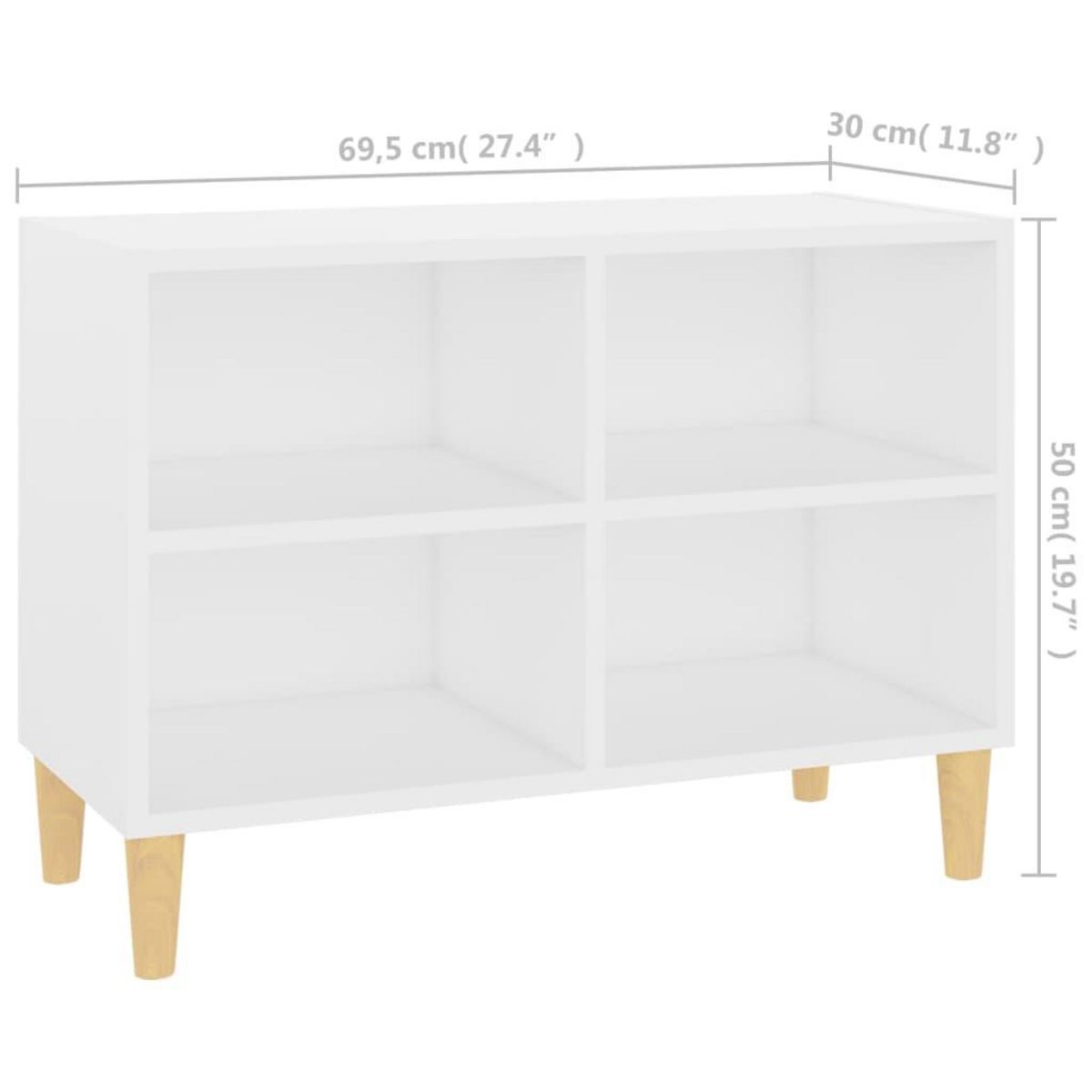 VIDAXL Meuble TV avec pieds en bois massif Blanc 69,5x30x50 cm