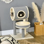 Voir la diapositive 2 : PAWHUT Arbre à chat style cosy chic griffoir sisal naturel plateforme tunnel jeu boule peluche courte aspect lin tressé gris