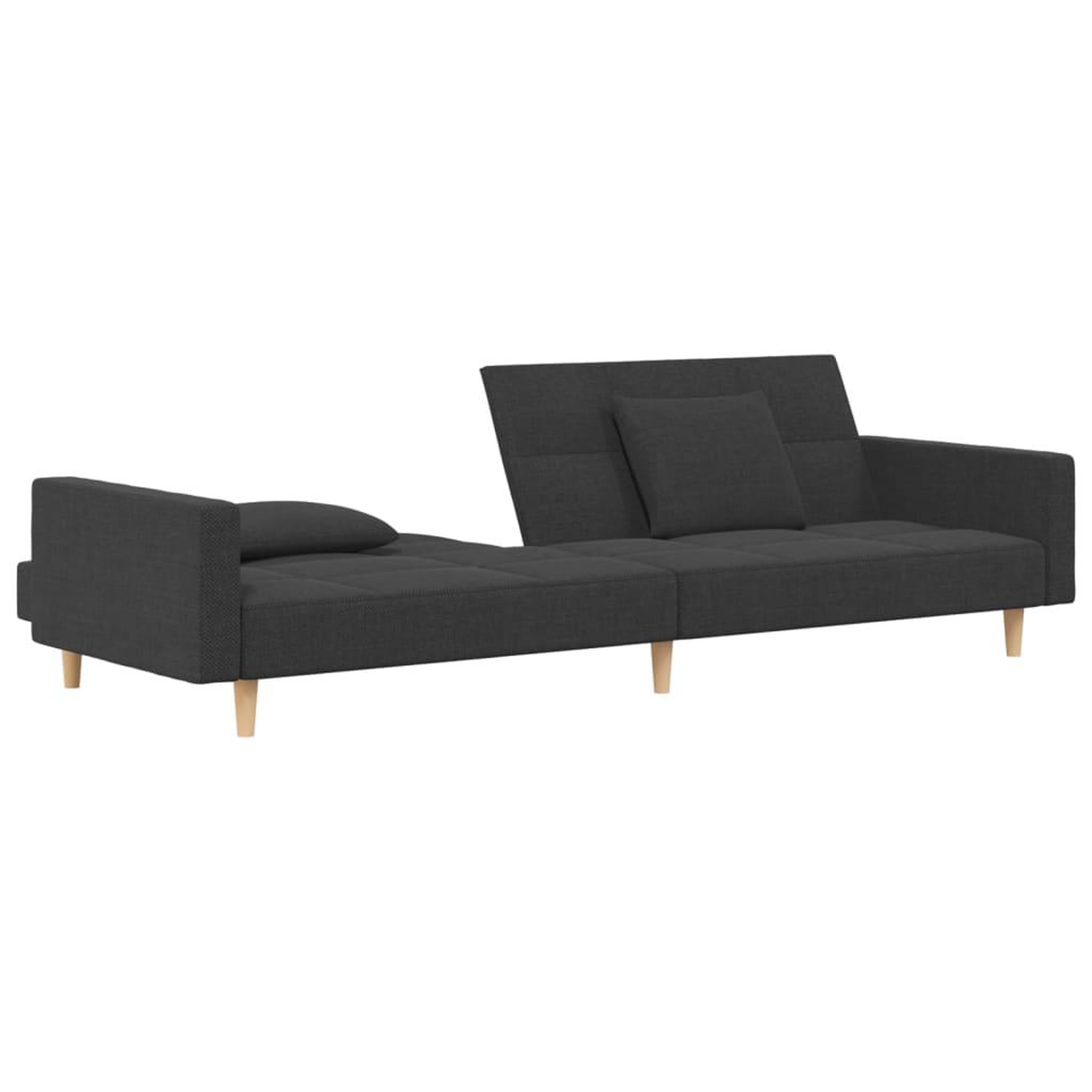 Voir la diapositive 5 : VIDAXL Canape-lit a 2 places avec deux oreillers Gris fonce Tissu