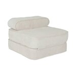 SWEEEK Fauteuil enfant en velours côtelé dépliable. couleur crème. L 66 x P 62 x H 43.5 cm