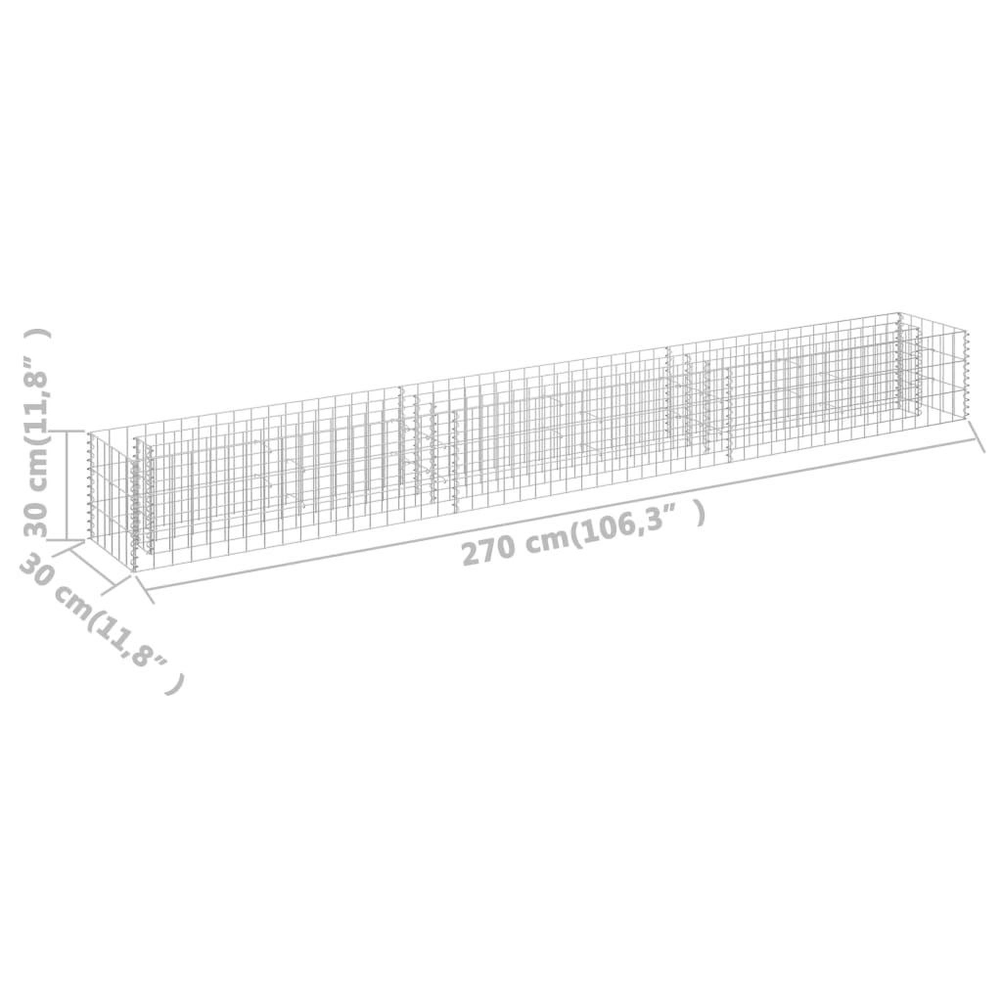 Voir la diapositive 6 : VIDAXL Lit sureleve a gabion Acier galvanise 270x30x30 cm