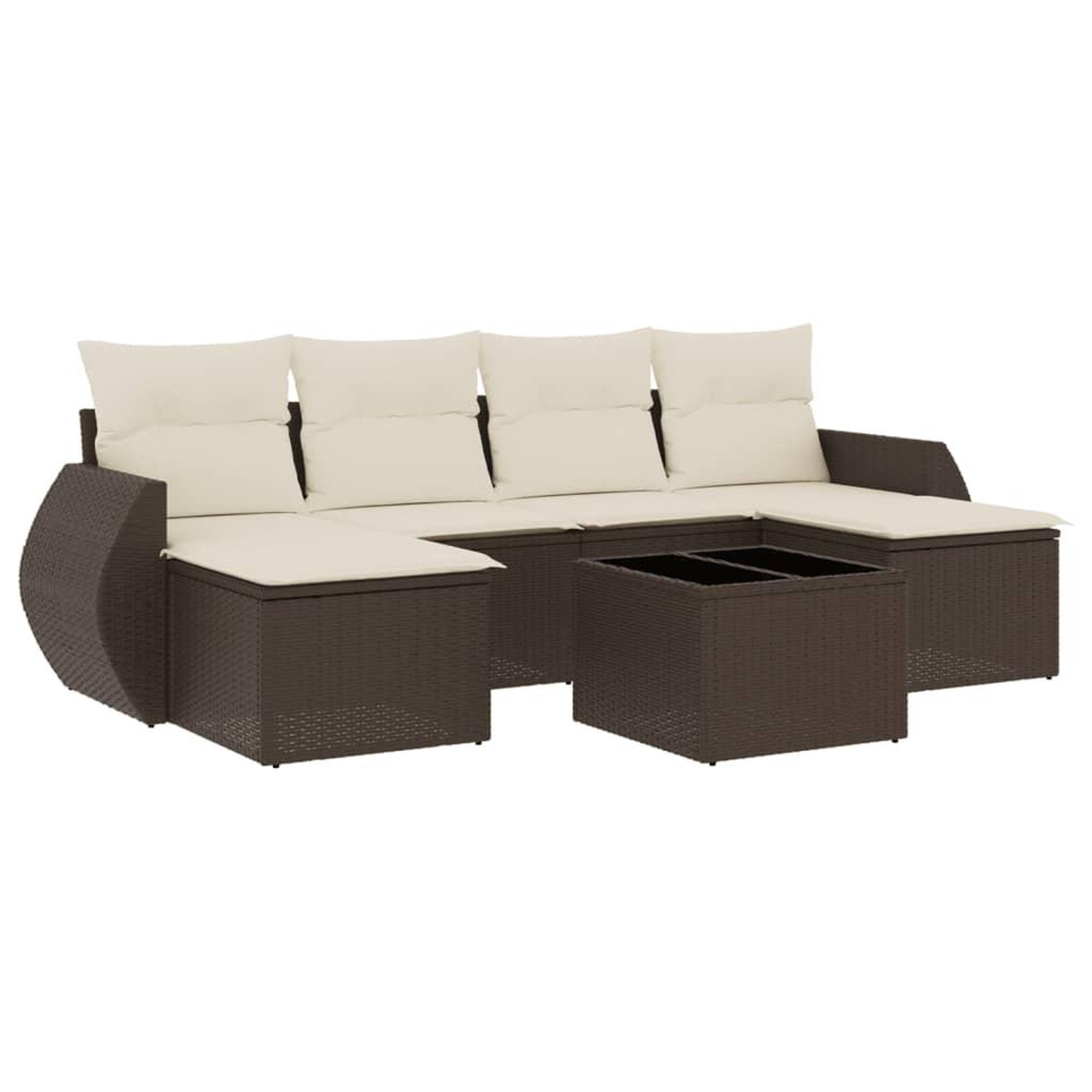 Voir la diapositive 2 : VIDAXL Salon de jardin avec coussins 7 pcs marron resine tressee