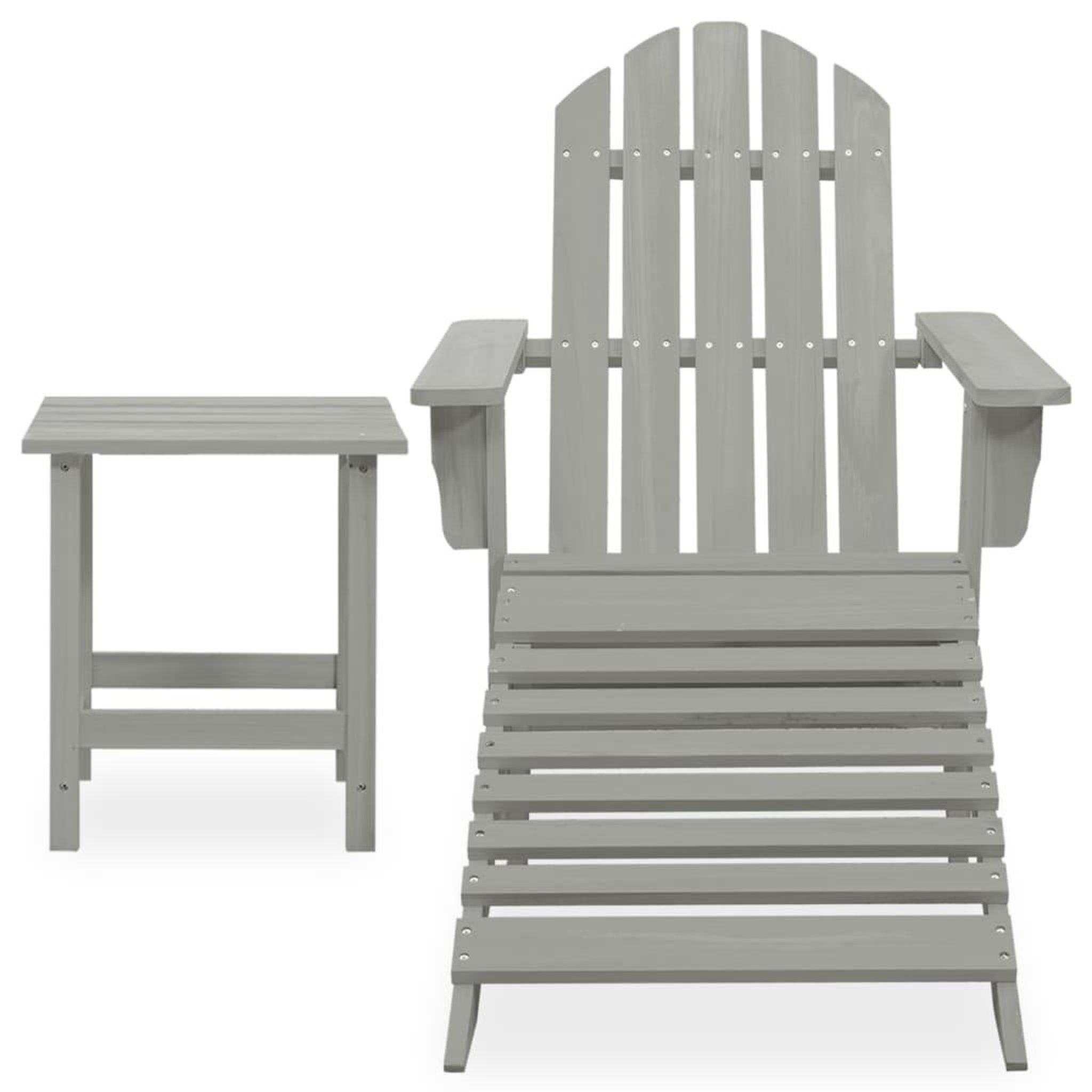 Voir la diapositive 2 : VIDAXL Chaise de jardin Adirondack avec pouf et table Sapin Gris