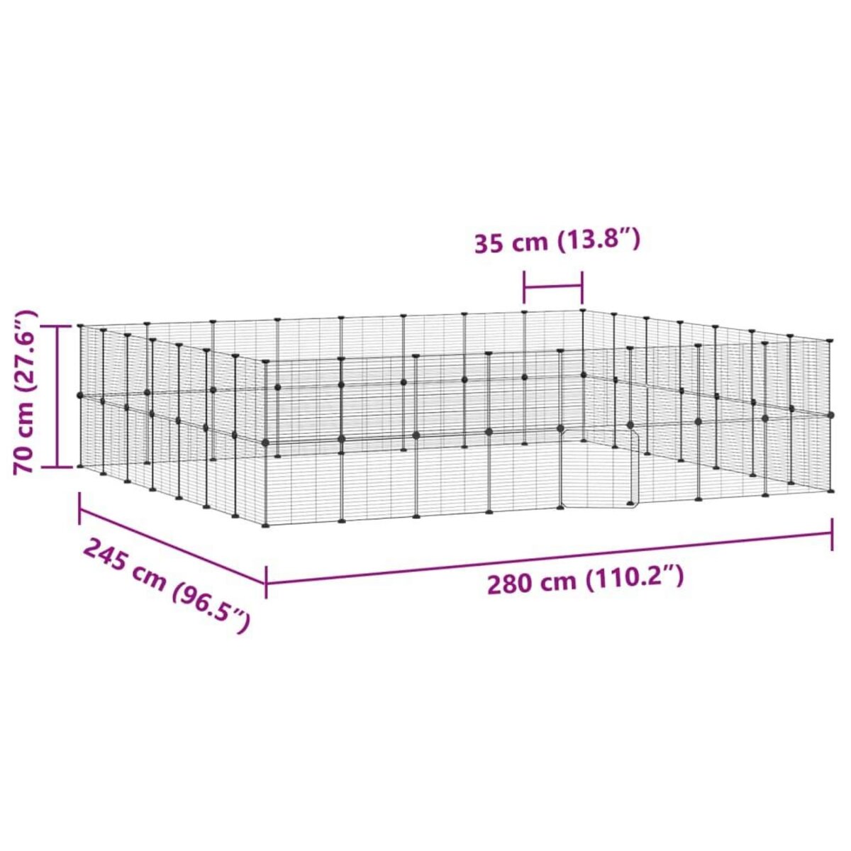 VIDAXL Cage animaux de compagnie a 60 panneaux et porte Noir 35x35 cm