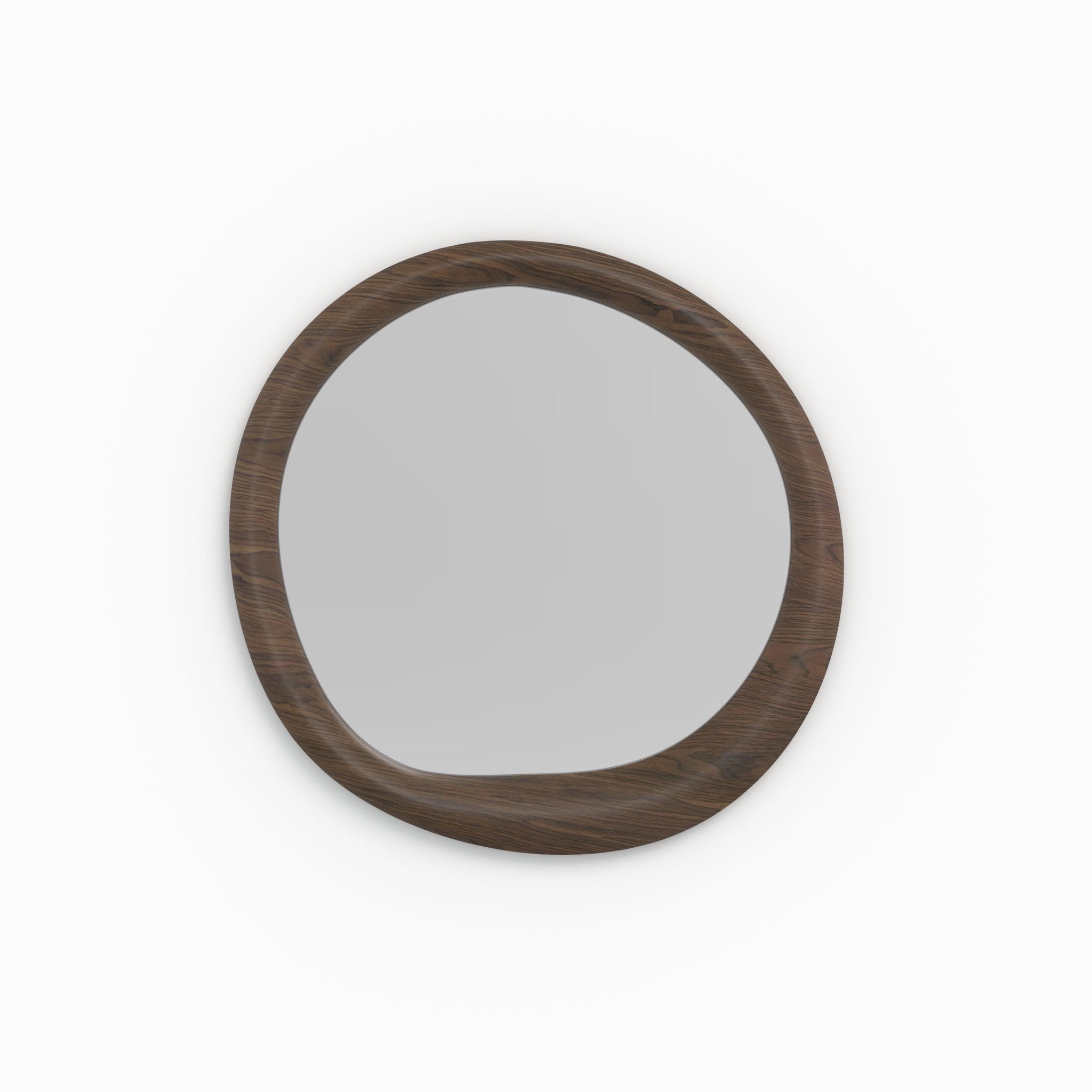 MAISON PAVANE Miroir rond en placage noyer, d100 cm-yoko