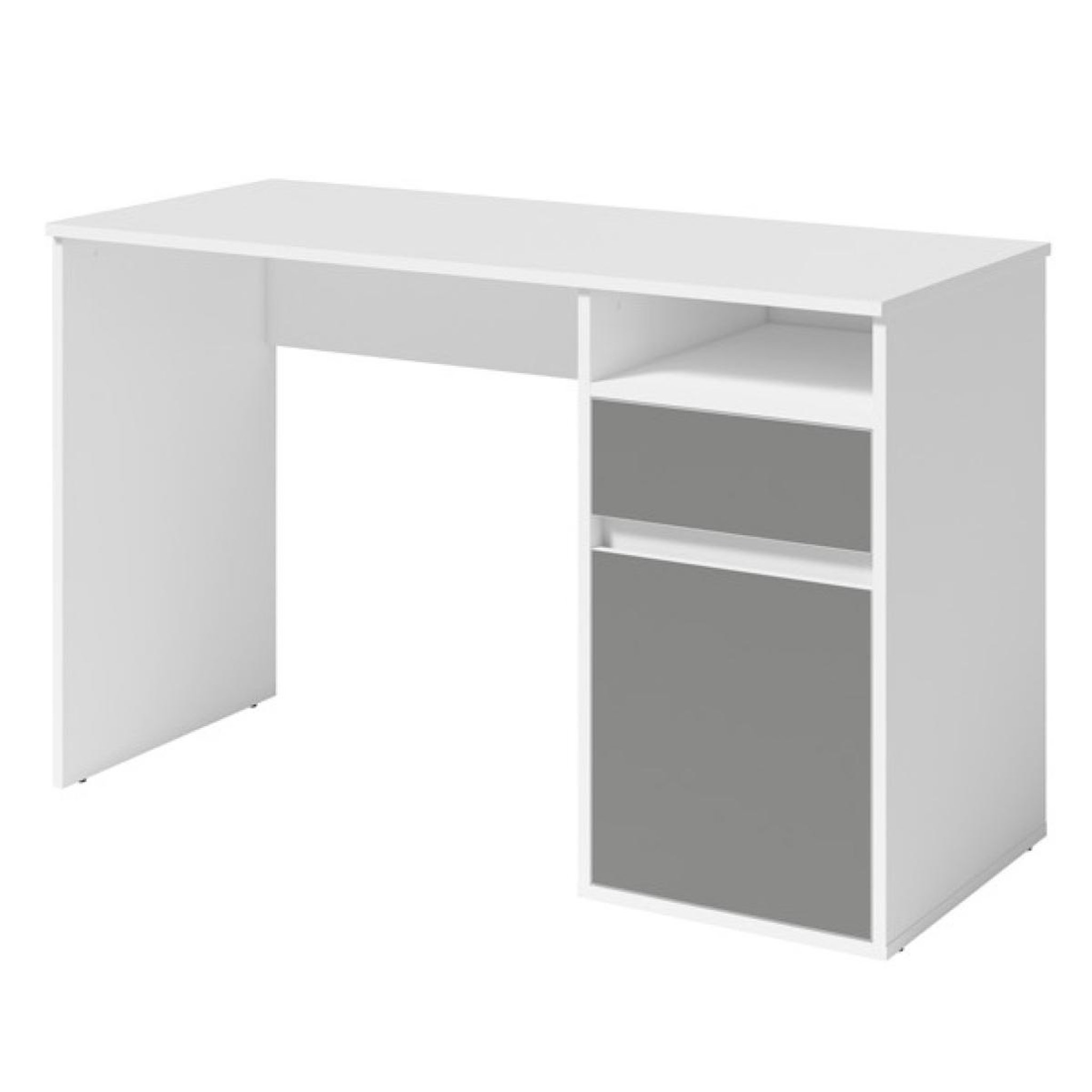 JLC KREATION Bureau moderne blanc et gris 120cm avec rangement ALBI