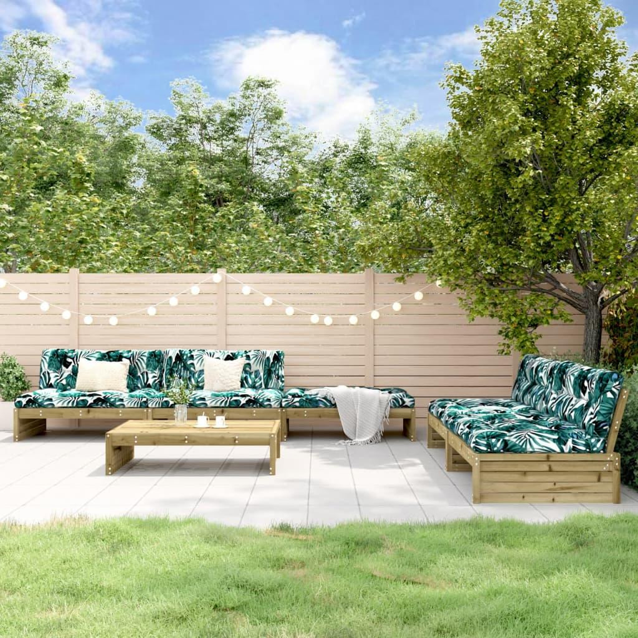 VIDAXL Salon de jardin 6 pcs avec coussins bois de pin impregne