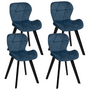 Voir la diapositive 1 : ID MARKET Lot de 4 chaises ROBINE en velours bleu pieds noirs